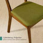 Best Choice Products Dining Chairs Set of 2, Mid-Century Modern Upholstered Wood, Armless w/Seat Cushion, Padded Backrest - Walnut/Olive