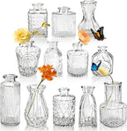Der Rose Glass Bud Vases Set of 12, Small Bud Vases for Flowers, Rustic Wedding Centerpieces and Home Decor