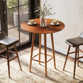 LITTLE TREE Solid Wood Bar Table, 39.37-Inch Round Bistro Table with Sturdy Frame, for Living Room, Dining Room, Small Space (Rustic Walnut)
