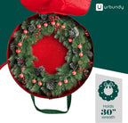Heavy Duty Wreath Storage Bag 30 Inch, 2-Pack - Christmas Wreath Storage Container Red - Waterproof Plastic Material Wreaths Holder Storages - Holds 30 Inch Wreaths For Year Round