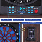 Electronic Dart Board with Cabinet Set, Electric Digital Dart Boards for Adults with Light Strips, Soft Tip Dartboard Cabinet Door with Large Cricket Display and Darts Storage for 12 Darts
