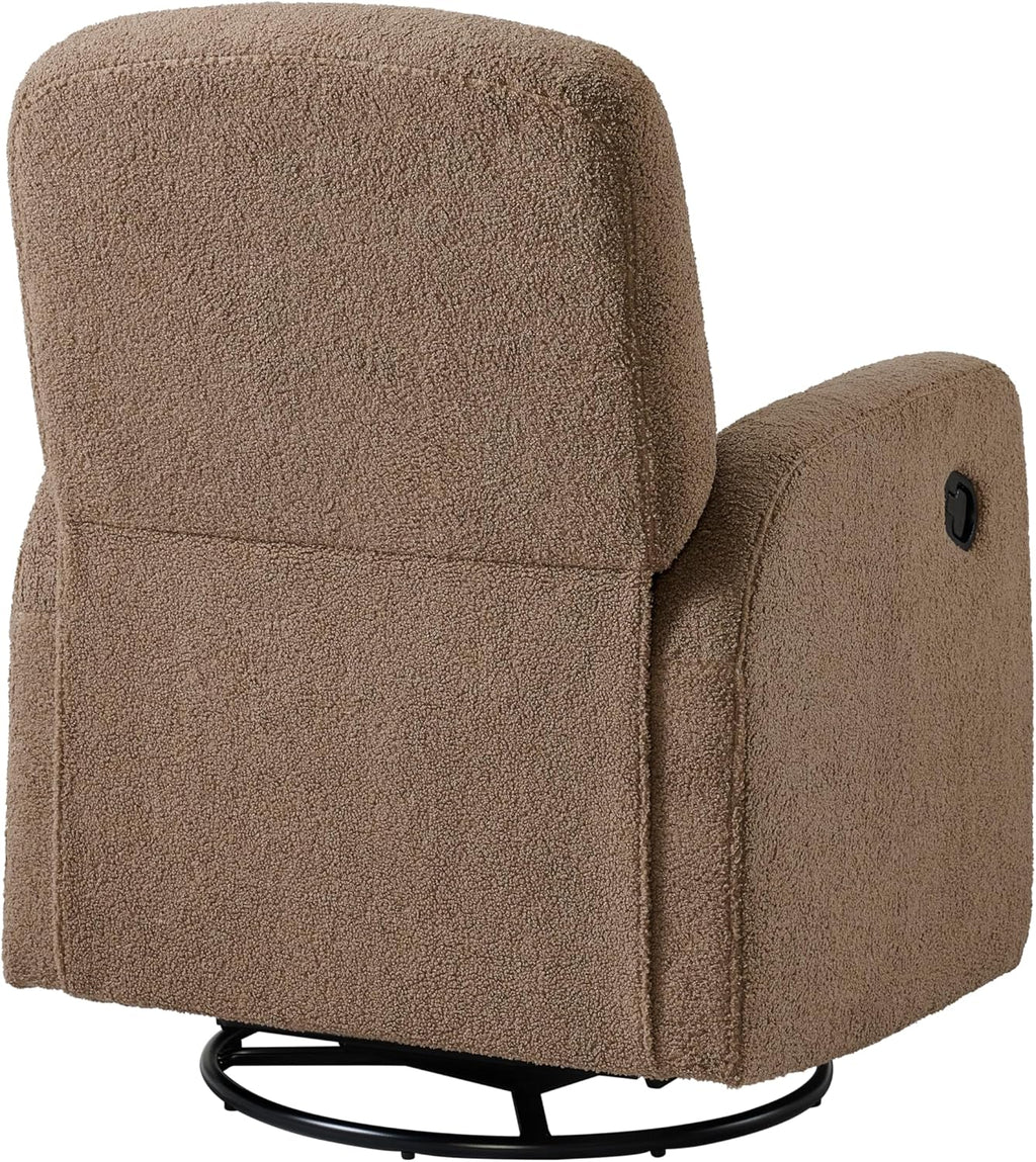 Oxford Baby Snuggly Glider Recliner Rocking Chair 360° Swivel for Nursery and Living Room - Boucle Teddy Brown