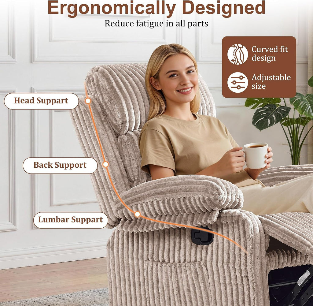 Korser Rocking Recliner Chair, Nursery Rocker Chair for Adults, Small Recliners for Small Spaces, Swivel Rocker Recliner with Cushion, Upholstered Rocking Chairs for Living Room, RV, Chenille