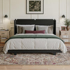 AFI, Charleston Queen Wood Murphy Bed Chest with 6" Mattress, Black
