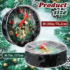 Dunzy 8 Pieces Wreath Container Christmas Wreath Storage Bag Garland Tear Resistant Fabric Round Boxes with Clear Window for Storage for Xmas Holiday Ornament(30×30×7.8 Inch,Black)