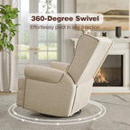 Gecheer Swivel Recliner Chair with Lumbar Pillow and Footrest – Glider Rocking Chair for Nursery, Bedroom or Living Room – Beige Upholstered Swivel Rocker