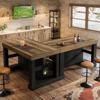 Tribesigns Bar Table, 55-Inch Counter Height Pub Table with Storage Shelves, High Top Kitchen Dining Table, Rectangle Wood Home Bar Unit for Dining Room, Bistro, Black and Brown