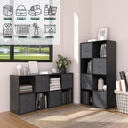 8 Cube Storage Organizer, 11 in Black Cube Shelf, Wood Cubby Storage Organizer with Back Panel & Open Compartments, Vertical or Horizontal Cube Bookshelf Bookcase for Living Room, Bedroom, Entryway