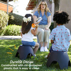 ECR4Kids Ayana Stackable Plastic Stool Seating Set, Children's Furniture, Black, 4-Pack