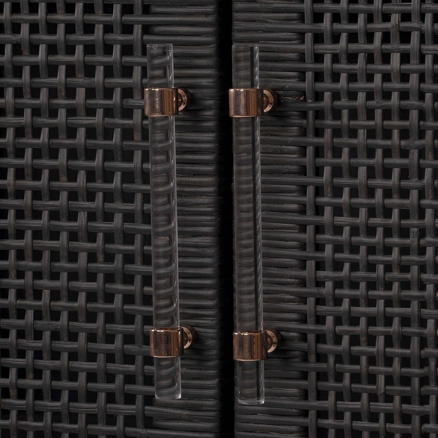 Tov Furniture Amara Charcoal Woven Rattan Wall Cabinet