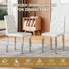 Modern Dining Chairs Set of 4, Button Tufted Upholstered Parsons Chairs with Silver Metal Legs, White PU Leather Kitchen Chair for Dining Room, Kitchen, Restaurant