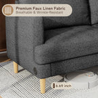 70" Modern Loveseat Sofa with USB Type-C Ports, Linen Fabric 2-Seater Deep Seat Couch, Cozy Small Couch Sofa for Living Room Bedroom Office Apartment (Dark Grey)