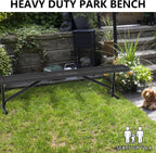 8FT Outdoor Bench, Metal Park Bench for Sitting Area Convert a Bench Heavy-Duty School Benches Commercial Rectangular Bench for Patio Porch Backyard Sports Church Locker Room Shopping Centers