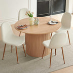 Dining Table Set for 4, Mid Century Modern 47 Inch Wooden Round Dining Table Set, Space Saving (Table + 4 White Chairs)