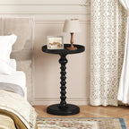 Yusong Round Side Table, Drink Table for Small Spaces, Mid-Century Accent End Table Nightstand Bedside Table for Living Room, Bedroom, Corners, and Office, Black