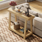 43.5" Narrow Console Table, 500LB 2-Tier Wood Grain Entryway Table, 15-Min Easy Assembly for Hallway, Foyer, Small Apartment & Bedroom, Oak