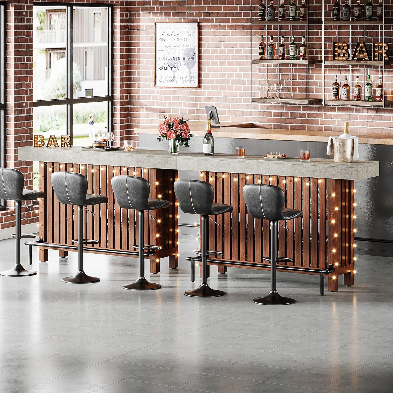 Tribesigns 63-Inch Large Home Bar Unit, 2-Tier Mini Bar Table, Height Pub Table with Footrest, Modern Coffee Bar Cabinet for Home Kitchen, Bistro, Dining Room, Living Room