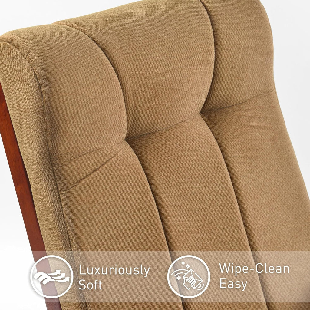 Rustic Glider Chair for Nursery with Ottoman, Resistant Rubber Wood Nursery Glider and Ottoman Sets for Relaxing, Rocking Chair for Living Room Bedroom (Brown)