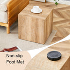 Modern Natural Color Wooden End Table for Living Room, MDF Construction Square Sofa Side Table Small Nightstand for Home Apartment, 15.7 x 15.7 x 15.7 Inch, Easy to Clean, Non-Slip Feet Pad