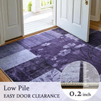 Modern Area Rugs for Living Room, 4x6 Feet Geometric Patchwork Rug, Washable Non-Slip Indoor Low Pile Carpets for Bedroom Dining Room Office Playroom Home Dorm Decor, Dark Purple