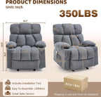 Massage Rocking Recliner Chair, Ergonomic Recliners Sofa with Vibration Massage & Heat, Rocking Chair Nursery Chair for Living Room Lounge with 4 Pockets, 2 Cup Holders, USB Charge Port, Grey