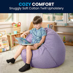 Flash Furniture Dillon Small Bean Bag Chair for Kids and Teens, Foam-Filled Beanbag Chair with Machine Washable Cover, Lavender Polka Dot | Refillable, Durable Cover, Indoor Use, All Ages