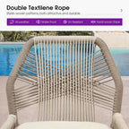 PURPLE LEAF Patio Bar Stool Counter Height Stools Set of 2 Outdoor Rattan Chairs with Back Modern Aluminum Woven Barstools for Garden Patio Kitchen Indoor Teak
