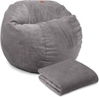 CordaRoy's Queen Size Chenille Bean Bag Chair Cover (Bean Bag Sold Separately), Charcoal
