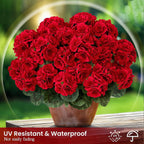 6 PCS 14" Artificial Geranium Flowers for Outdoors, Realistic Artificial Flowers UV Resistant Silk Faux Geraniums for Garden Planter Windowsills Patios Wedding Outdoor Home Decor, Red