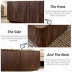 51" Fluted Coffee Table with 4 Drawers, Mid Century Modern Large Coffee Table with Storage, Rectangle Wood Center Table for Living Room, Dark Walnut