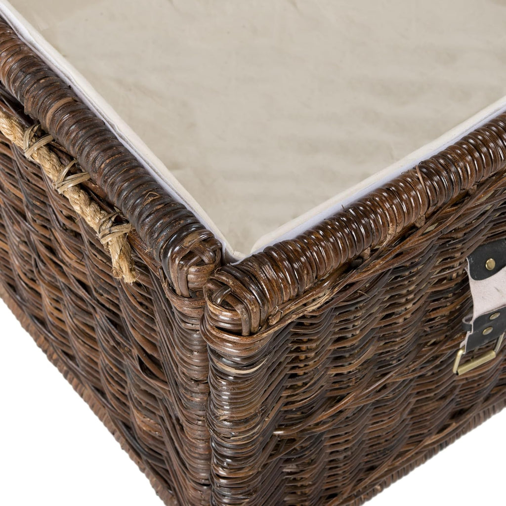 happimess HPM9000B Caden 46" Wicker Storage Trunk, Collapsible for flat storage, Rattan-Sarang Buaya, Coastal for Office, Dorm Room-LivingRoom, Bedroom, Dining Room, Brown