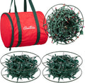 Christmas Light Storage Reel 3 Pack w Zippered Carrying Bag Case- 12" XL Heavy Duty Metal Construction for Xmas Holiday Tree Lights, Wind up Extension Cords, Garland- Holiday Decoration Organizer