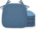 Shinnwa Chair Pads for Dining Chairs Set of 4, Non-Slip Kitchen Chair Cushions with Detachable Straps and Machine Washable Cover, 4 Pack, 17x16x2in, Blue