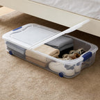 66 Quart Wheeled Latch Box, Wheeled Underbed Storage Bins with Lids, Clear Plastic Organization Containers, Storage Box for Bedroom, Closet, Garage and Everyday Home Storage
