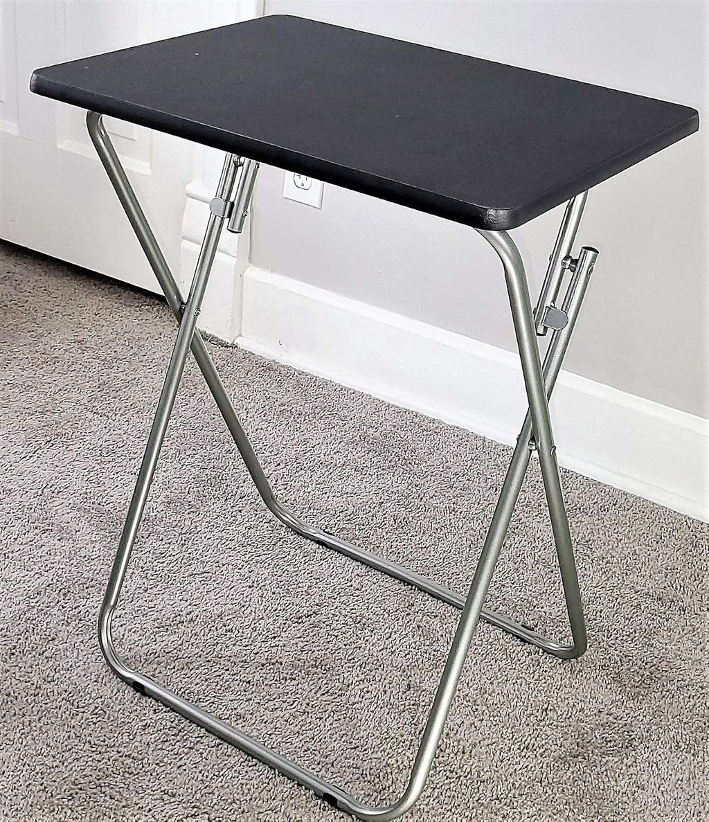 Folding TV Tray Tables, for Small Space, Black, Set of 2 | 19" X 15" X 26", For Eating, Portable Dinner Table, Couch & Living Room