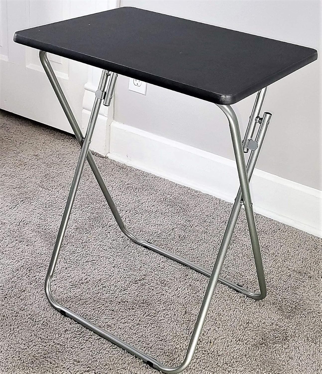 Folding TV Tray Tables, for Small Space, Black, Set of 2 | 19" X 15" X 26", For Eating, Portable Dinner Table, Couch & Living Room