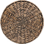 JONATHAN Y Natura 19" Handwoven Water Hyacinth Round Side Table, with Hourglass Silhouette and Metal Frame for Living Room, Bohemian Accent Table, Fully Assembled, Brown TBL2505B