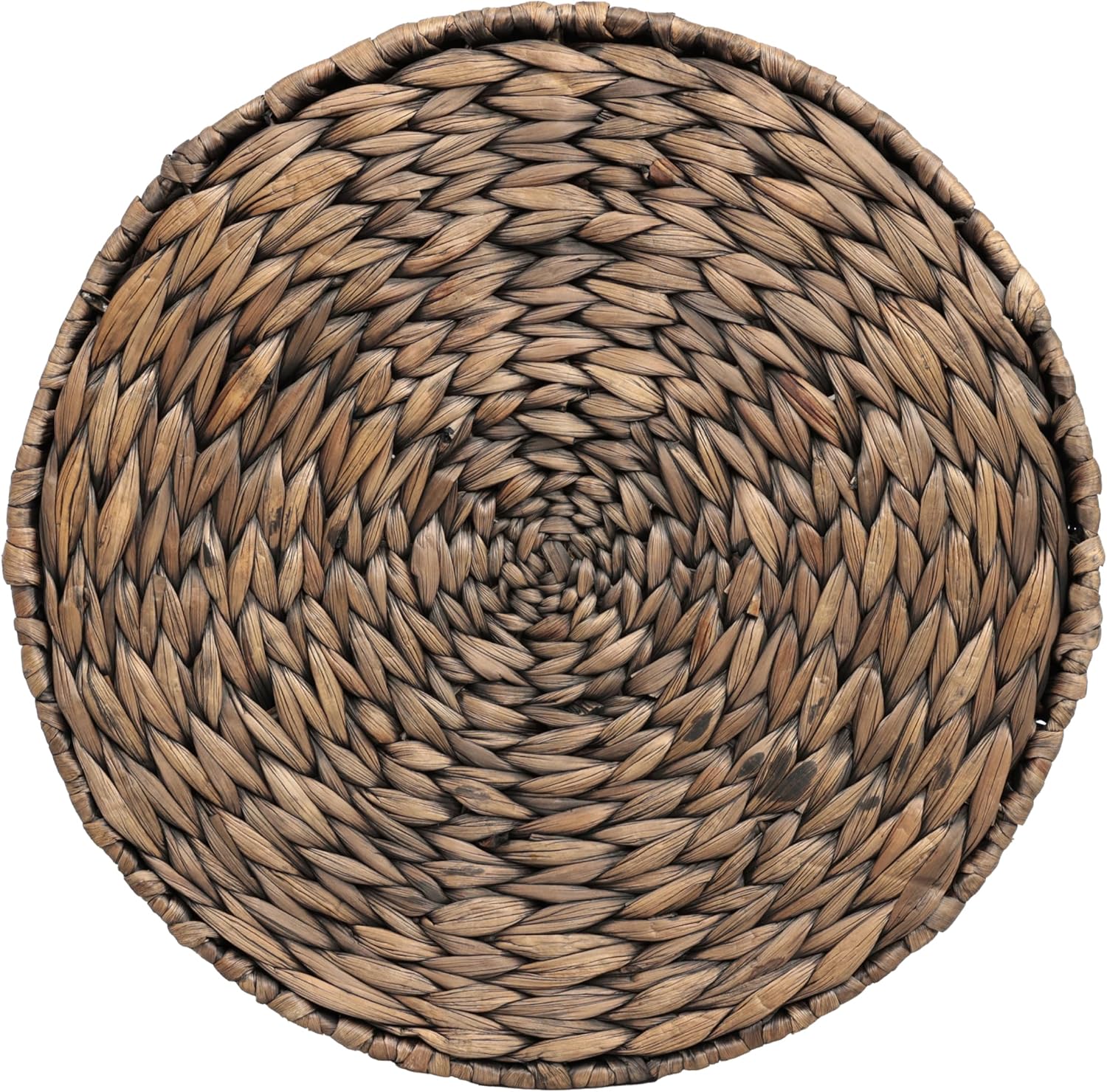 JONATHAN Y Natura 19" Handwoven Water Hyacinth Round Side Table, with Hourglass Silhouette and Metal Frame for Living Room, Bohemian Accent Table, Fully Assembled, Brown TBL2505B