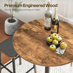 YATINEY Bar Table, Round Bar Table Set of 2, Counter Height Table, Pub Cocktail Table, Metal Frame, for Bistro, Dining Room, Living Room, Terrace, Rustic Brown and Black BT05L2BRY1