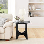 25" Round End Table, Wooden Side Table,Night Stand for Living Room,Reception Room