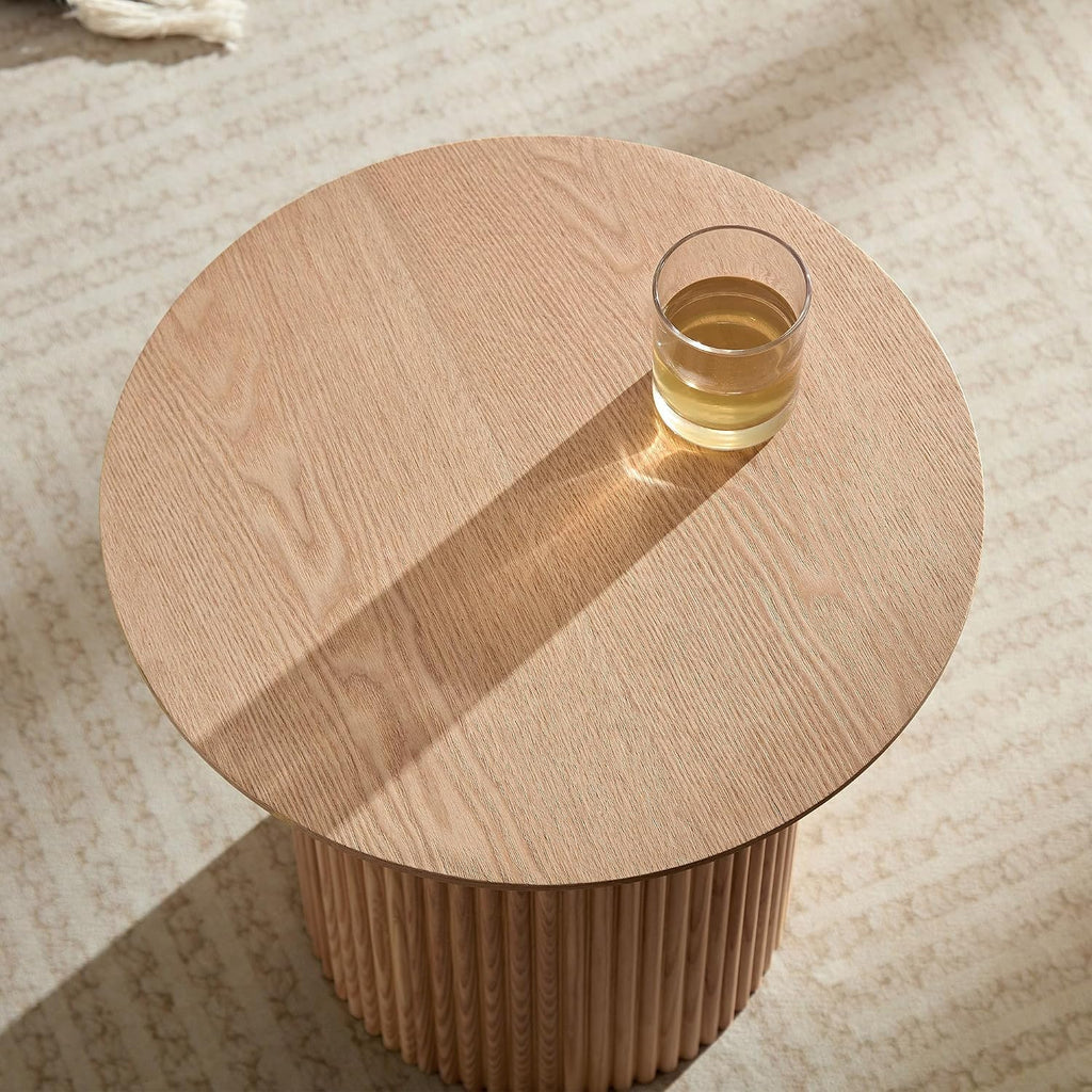 17.71 inch Round Side Table Circle Small Accent Table for Living Room Circle Bedside Table for Bedroom Oak