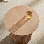 17.71 inch Round Side Table Circle Small Accent Table for Living Room Circle Bedside Table for Bedroom Oak