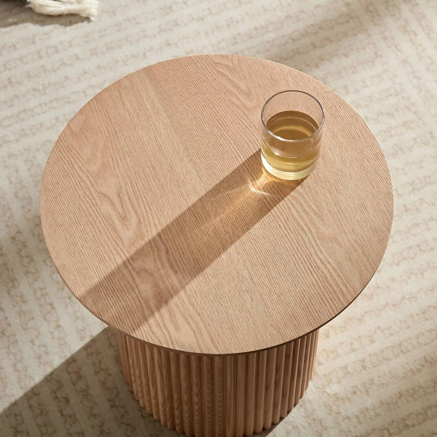 17.71 inch Round Side Table Circle Small Accent Table for Living Room Circle Bedside Table for Bedroom Oak