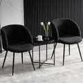 NORDICANA Accent Chairs Set of 2, Fuzzy Sherpa Dining Chairs with Barrel Back, Upholstered Faux Fur Armchairs with Black Metal Leg, Living Room Chairs (Black)