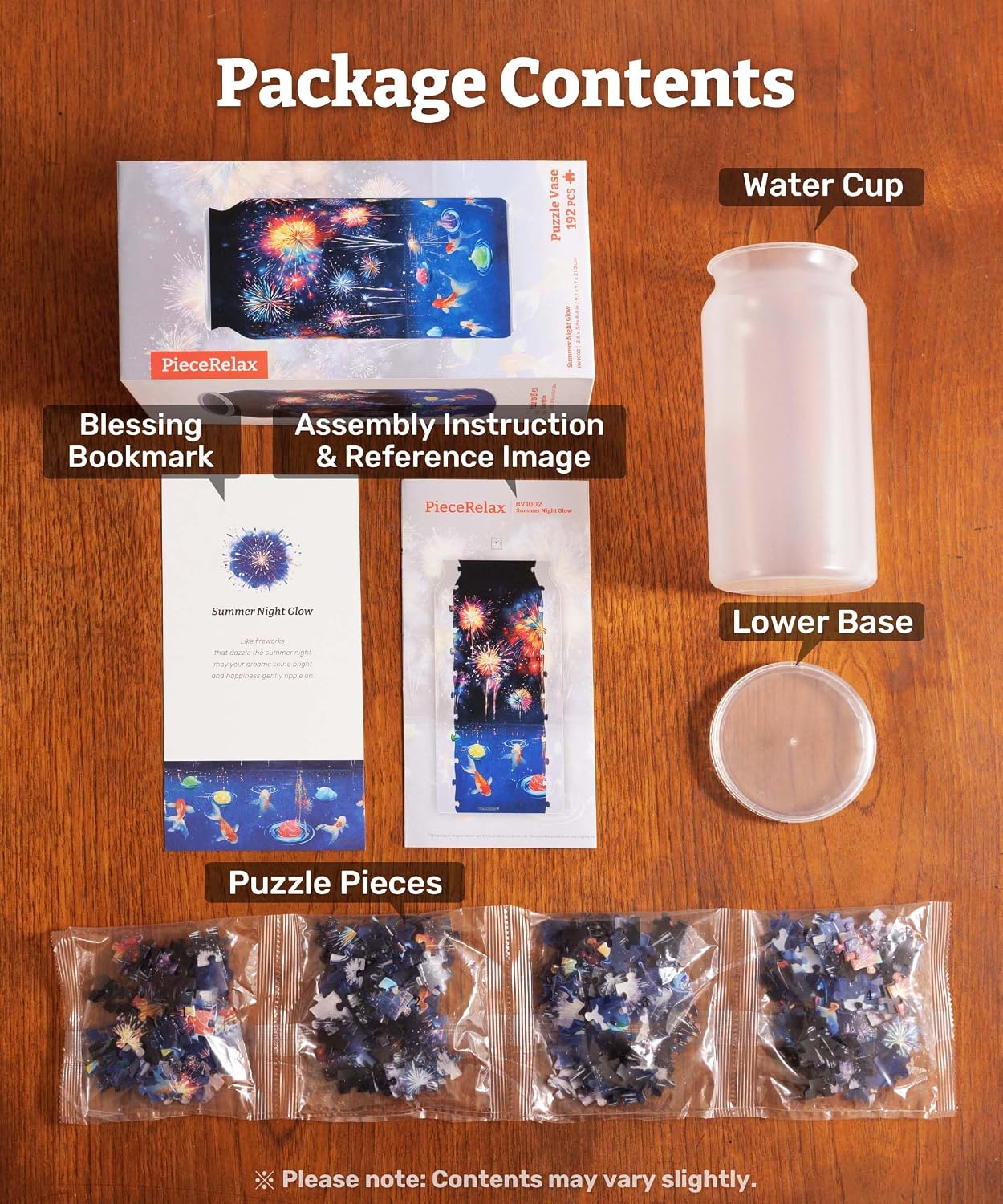 PieceRelax 3D Puzzle Vase for Adults with 192 Plastic Pieces – Ideal for Unique Floral Arrangements and Home Décor - Summer Night Glow [BV1002]