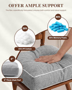 Rocking Chair Cushions Indoor, 5-inch Thicken Seat Cushion with Memory Foam Non-Slip Tufted Chair Pads Set of Seat & Back Cushion for Outdoor Rocker Living Room, Light Grey, 22x17x5/17x17x5