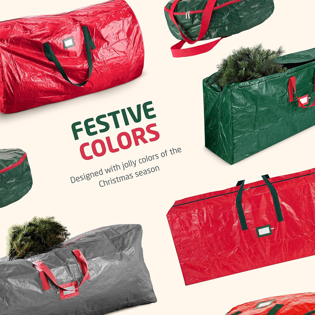 Zober Large Christmas Tree Storage Bag - Fits 9 Ft Artificial Trees - Plastic, Waterproof Christmas Tree Bag For Storage Box For Xmas - Strong, Durable Handles - Label Card Slot - White (Pack of 2)