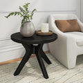 Plank+Beam Cross Leg Verso End Table, 24 Inch Wood End Tables for Living Room, Round Center Table, Cocktail Table for Small Spaces, Black