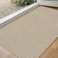 Ultra Thin Door Mat Indoor Entrance 17"x29", Low-Profile Indoor Door Mat, Non Slip Entry Mat Rubber Backing Unique Herringbone Design Inside Doormat Dirt Trapper Entryway Mats, Beige