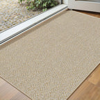 Ultra Thin Door Mat Indoor Entrance 17"x29", Low-Profile Indoor Door Mat, Non Slip Entry Mat Rubber Backing Unique Herringbone Design Inside Doormat Dirt Trapper Entryway Mats, Beige
